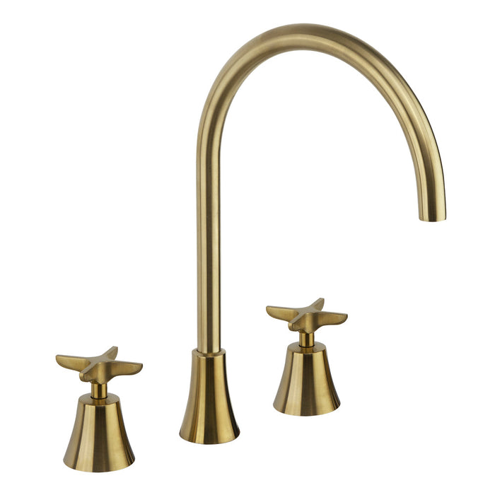 RAMONSOLER 914202MLOC ADAGIO Grifo Bimando de Lavabo Repisa Caño 190mm Oro Cepillado