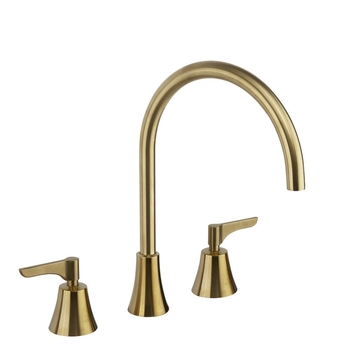 RAMONSOLER 914201MLOC ADAGIO Grifo Bimando de Lavabo Repisa Caño 170mm Oro Cepillado