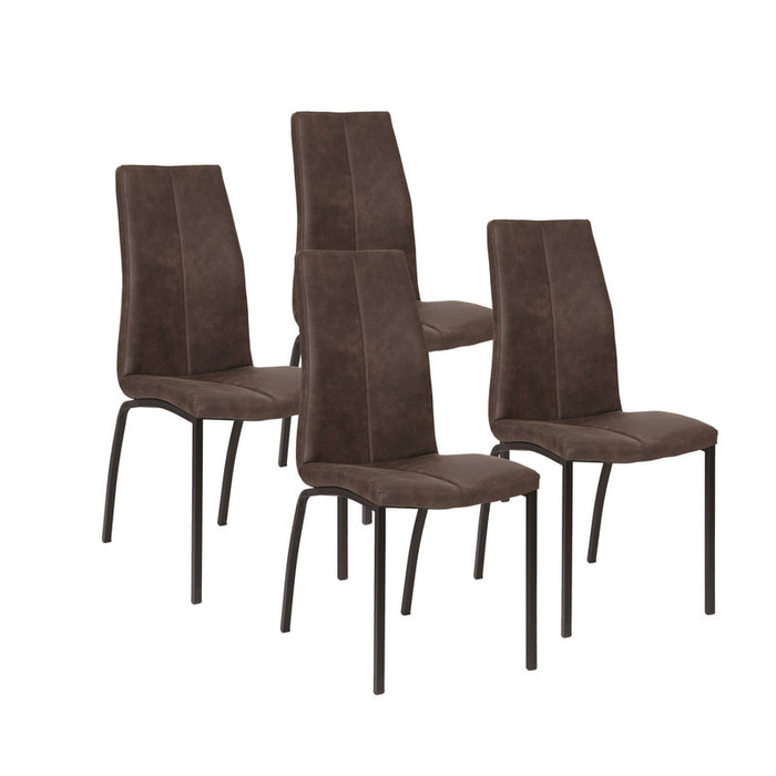FURNITURE STYLE FS304CHOCMCF MARIAN Pack of 4 Brown Microfiber Dining Chairs