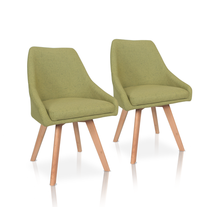 FURNITURE STYLE FS347OLIVFAB ZAIDA Pack 2 Green Textile Dining Chairs