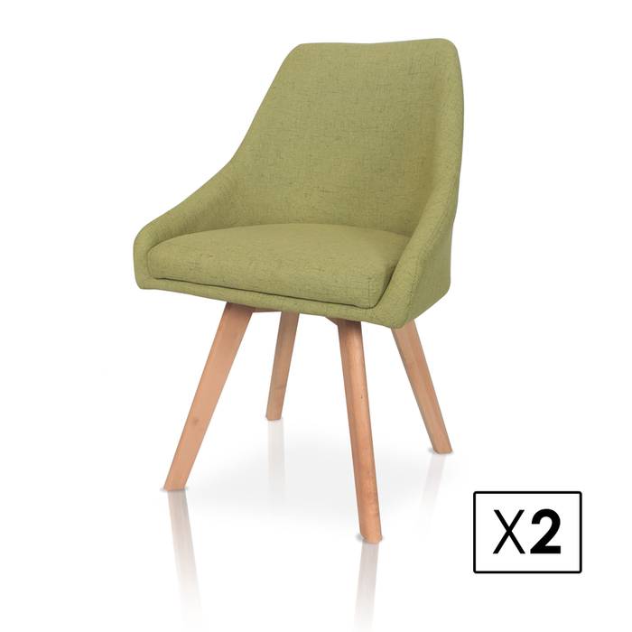 FURNITURE STYLE FS347OLIVFAB ZAIDA Pack 2 Green Textile Dining Chairs
