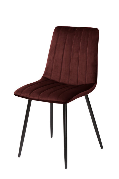 FURNITURE STYLE FS7066GRANVEL IRIA Pack 4 Velvet Dining Chairs Maroon Color