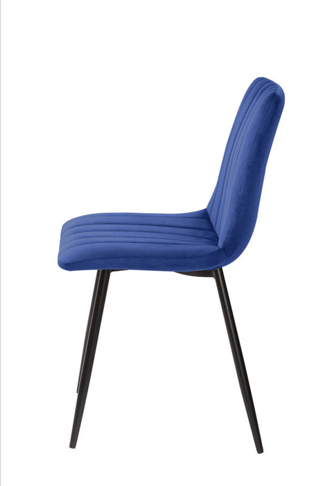 FURNITURE STYLE FS7066INDIVEL IRIA Pack 4 Velvet Dining Chairs Blue