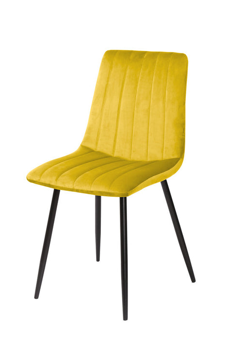 FURNITURE STYLE FS7066MOSTVEL IRIA Pack 4 Yellow Velvet Dining Chairs