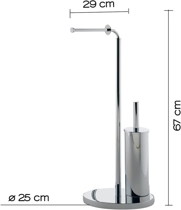 GEDY 28321300000 WINNY Column Toilet Roll Holder with Chrome Toilet Brush