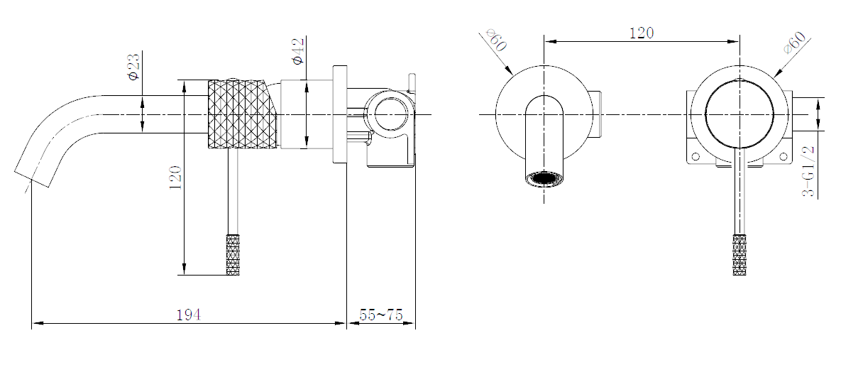 IMEX GLG053/NG GÉNOVA Monomando Empotrado Lavabo Negro Mate