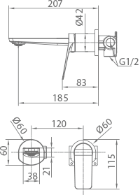 IMEX GLN047/BGM NÁPOLES Single-lever Built-in Basin Black Gun Metal