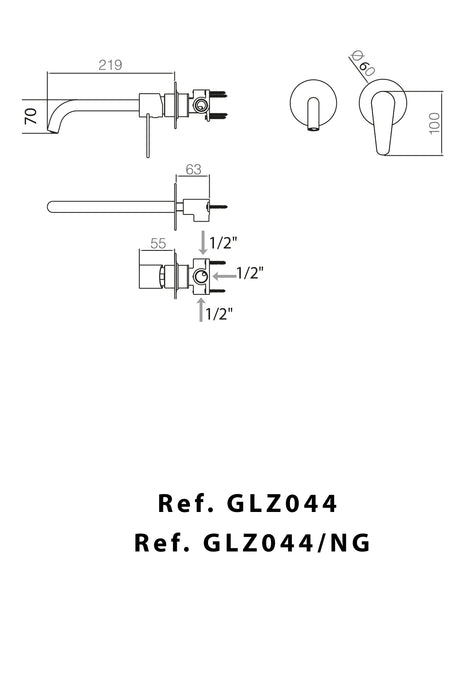 IMEX GLZ044/NG BELGIUM Matte Black Built-in Basin Tap