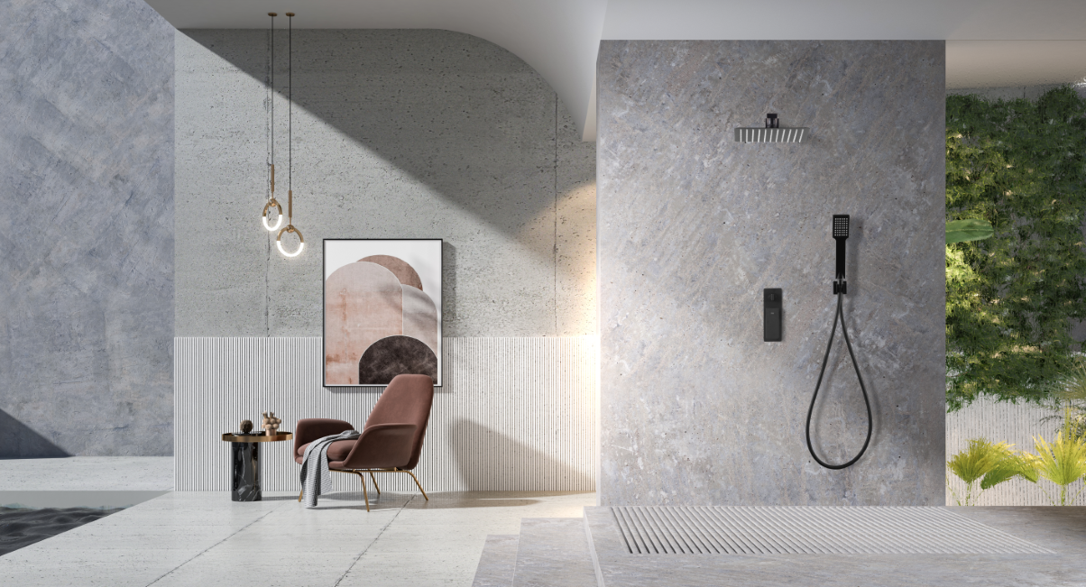 IMEX GPF016/NG FIYI Matte Black Recessed Single-Handle Shower Set