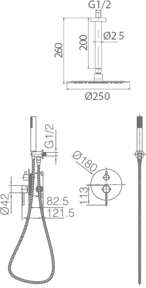 IMEX GPT039/ORC TÍVOLI Conjunto Ducha Monomando Empotrado Color Oro Rosa Cepillado