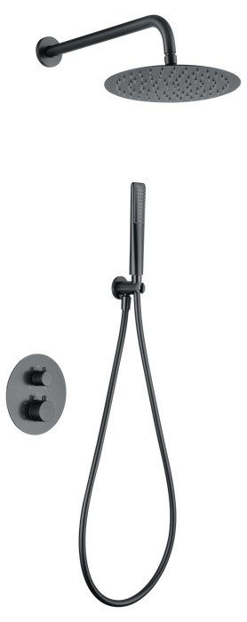 IMEX GTN047/BGM NÁPOLES Conjunto Ducha Termostático Empotrado Black Gun Metal