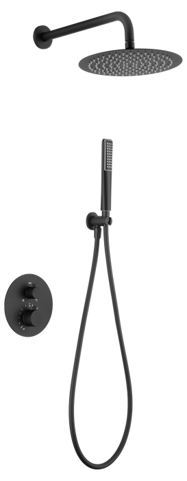 IMEX GTN047/NG NÁPOLES Conjunto Ducha Termostático Empotrado Negro Mate