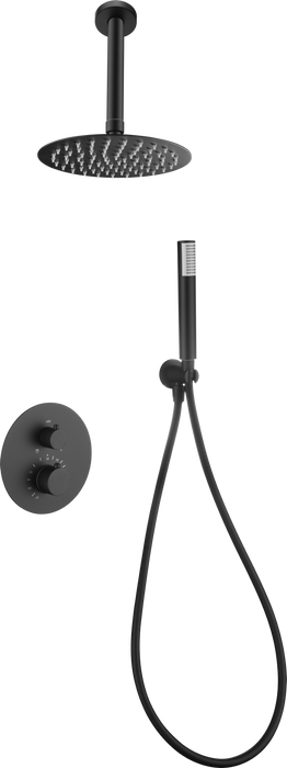 IMEX GTP059/NG PIAMONTE Conjunto Ducha Termostático Empotrado Negro Mate