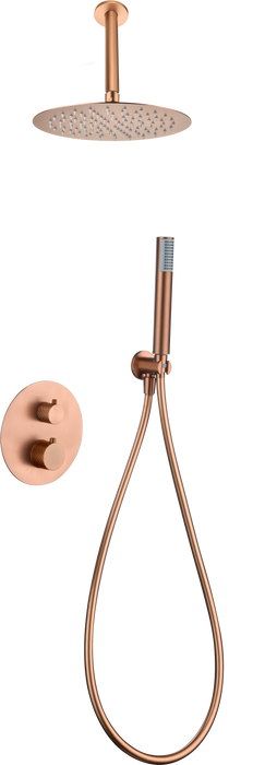 IMEX GTP059/ORC PIAMONTE Conjunto Ducha Termostático Empotrado Oro Rosa Cepillado