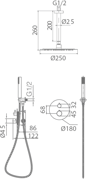 IMEX GTT039/NG TÍVOLI Thermostatic Built-in Shower Set Matte Black Color