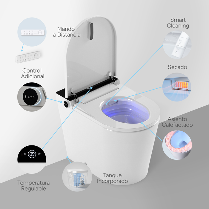 MIZUBATH HNMRADA0010021 RADA Rimless Smart Toilet with Integrated Cistern Electronic Display Black