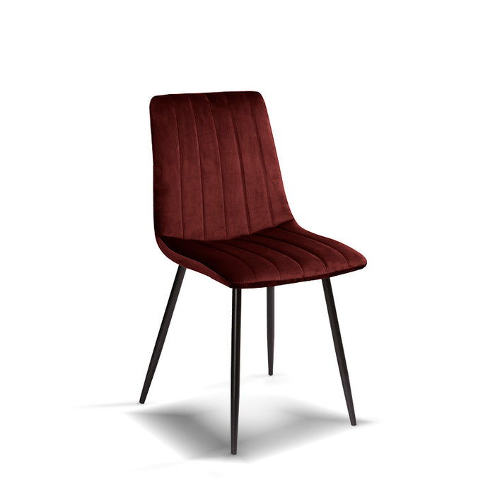 FURNITURE STYLE FS7066GRANVEL IRIA Pack 4 Velvet Dining Chairs Maroon Color
