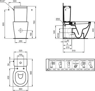 IDEAL STANDARD E797101 CONNECT SPACE Complete Cistern Side Feed