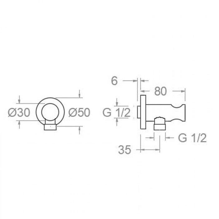 RAMÓN SOLER 3796NM HIDROTERAPIA Toma de Agua con Soporte Negro Mate