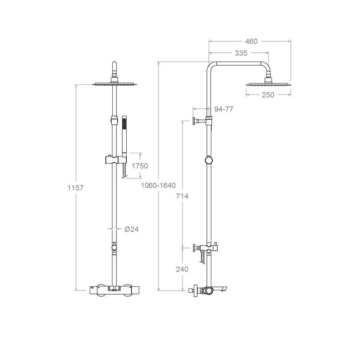 RAMONSOLER 265602RK250 AROLA Grifo Termostático Columna Telescópica Bañera Cromo
