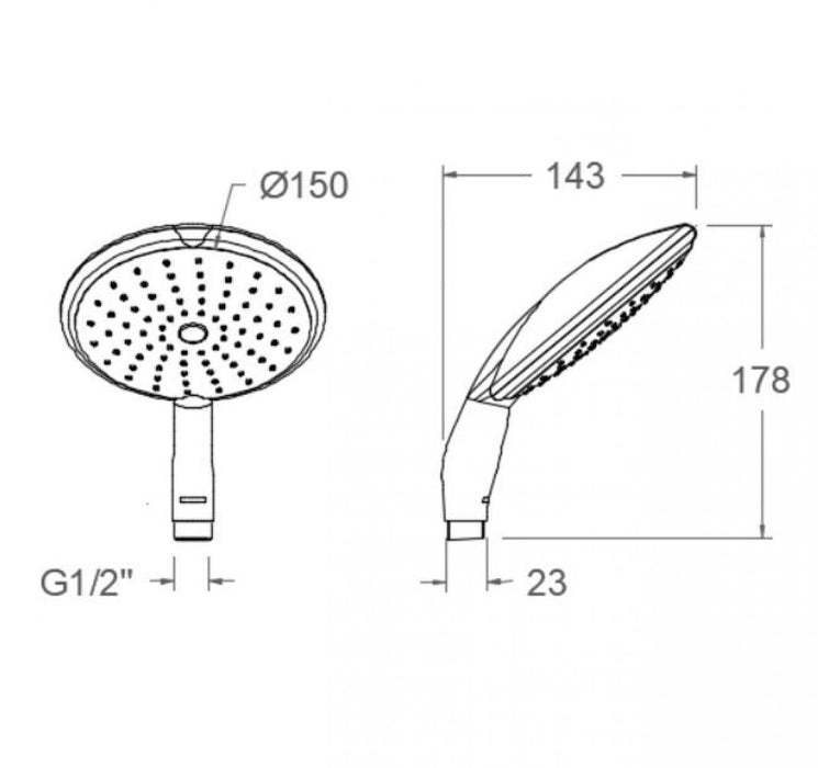 RAMONSOLER 3518 SATURNO Mango Ducha 1 Función Cromo