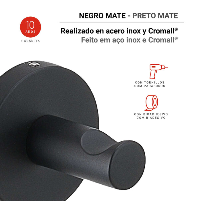 GEDY FP271400100 FELCE PLUS Percha Negro Mate