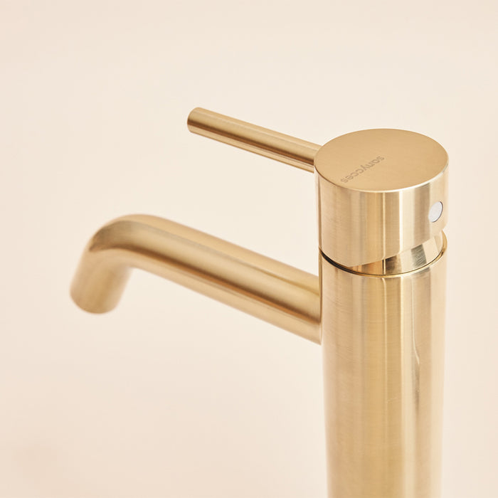 SANYCCES MNO001BG LOOP Single Handle Basin Sink Brushed Gold Color