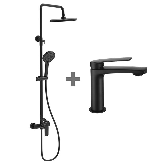LLAVISAN 837624 DAKAR Pack Large Shower and Matte Black Single-Handle Sink Faucet