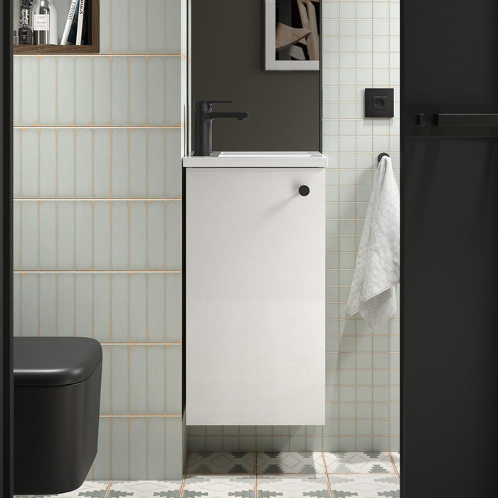 SALGAR 99150 MARVILLE Mini Bathroom Cabinet with 1 Door Sink Glossy White