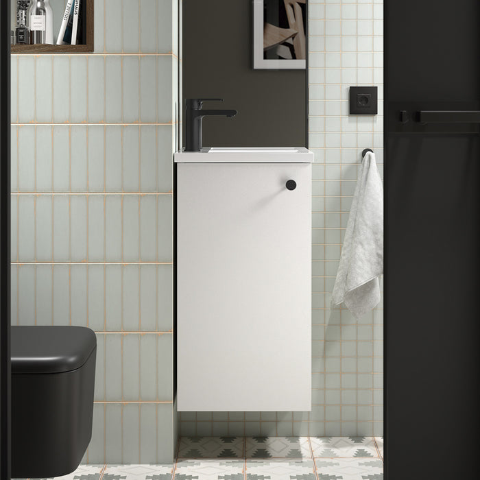 SALGAR 104997 MARVILLE Mini Bathroom Cabinet with Sink 1 Door Matte White