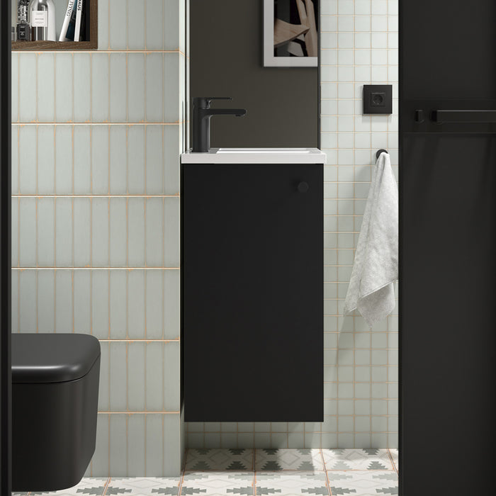 SALGAR 104998 MARVILLE Mini Bathroom Cabinet with 1 Door Sink Matte Black