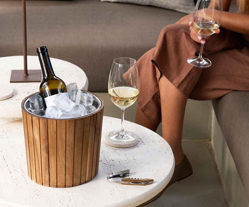 ANDREA HOUSE MS24517 Cubitera Acacia/Inox Ø21,5x19,5 CM