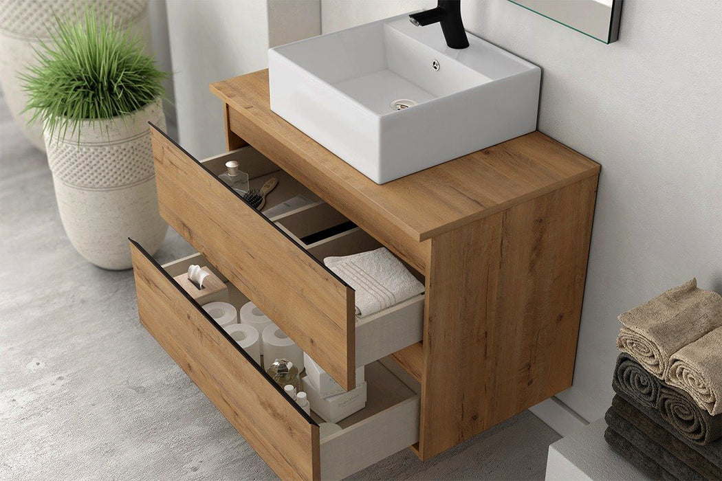 BATHME MADISON SQUARE Complete Set of Ostippo Oak Countertop Bathroom Furniture