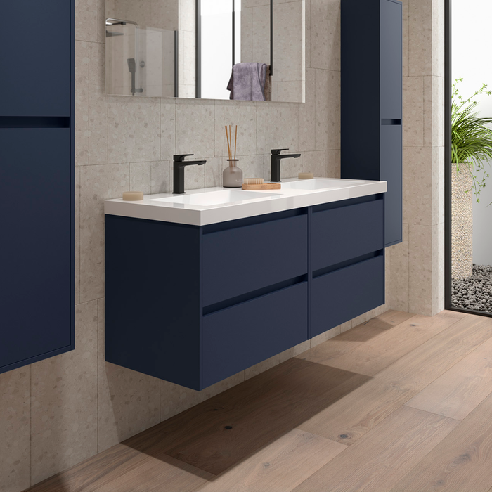 SALGAR 106181 NOJA Bathroom Furniture with Sink 4 Drawers 140 cm Matte Blue Color