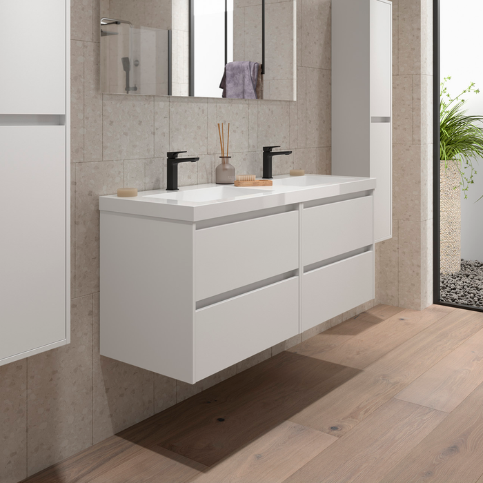 SALGAR 106179 NOJA Bathroom Furniture with Sink 4 Drawers 140 cm Matte White Color