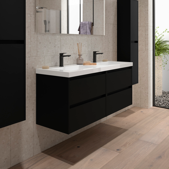 SALGAR 106180 NOJA Bathroom Furniture with Sink 4 Drawers 140 cm Matte Black Color
