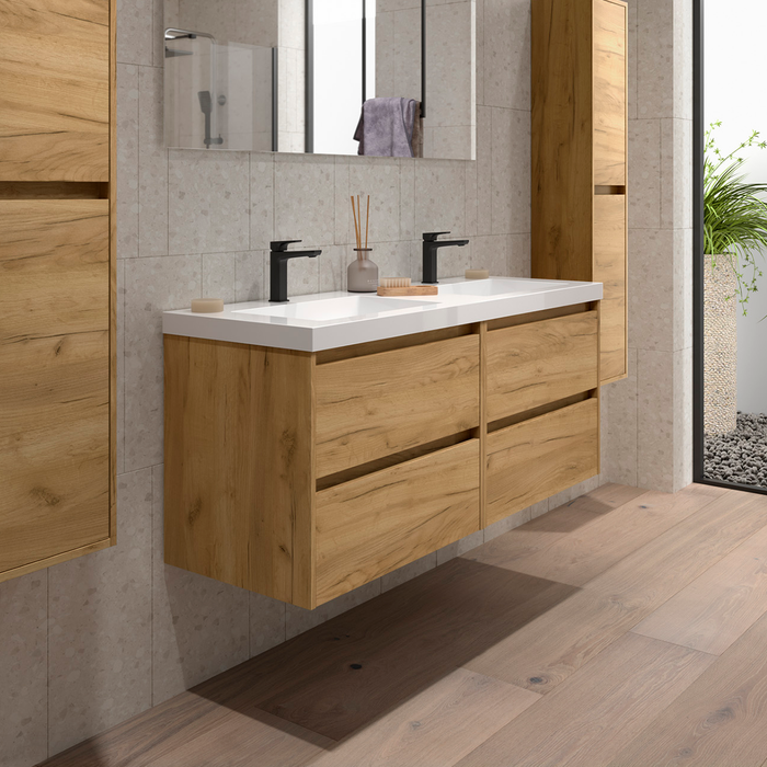 SALGAR 106185 NOJA Bathroom Furniture with Sink 4 Drawers 140 cm African Oak Color