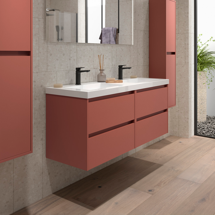 SALGAR 106183 NOJA Bathroom Furniture with Sink 4 Drawers 140 cm Matte Red Color