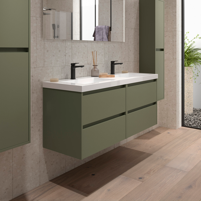 SALGAR 106182 NOJA Bathroom Furniture with Sink 4 Drawers 140 cm Matte Green Color