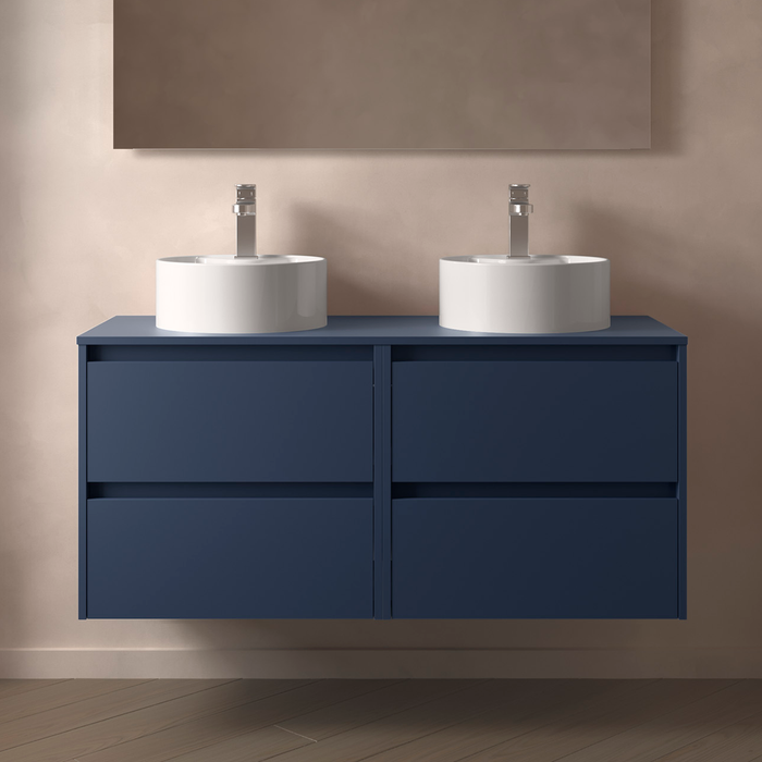 SALGAR 105519 NOJA Bathroom Furniture with Counter Top 4 Drawers 120 cm Matte Blue Color