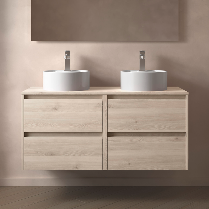SALGAR 105531 NOJA Bathroom Furniture with Counter Top 4 Drawers 140 cm Natural Color