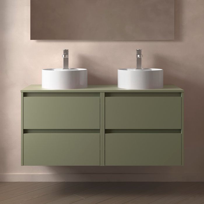 SALGAR 105529 NOJA Bathroom Furniture with Counter Top 4 Drawers 140 cm Matte Green Color