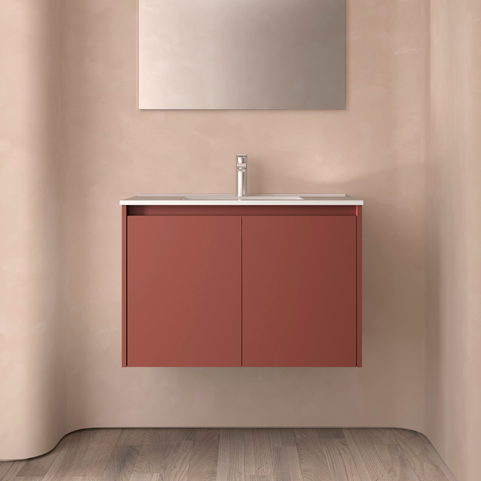 SALGAR NOJA Bathroom Furniture with 2 Door Sink Matte Red Color