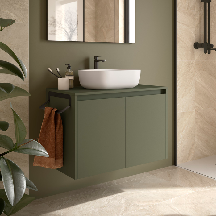 SALGAR NOJA Bathroom Furniture with Counter Top 2 Doors Matte Green Color