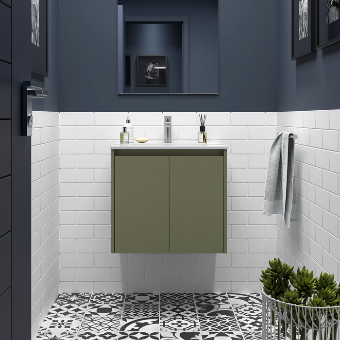 SALGAR NOJA Bathroom Furniture with Sink 2 Doors Matte Green Color