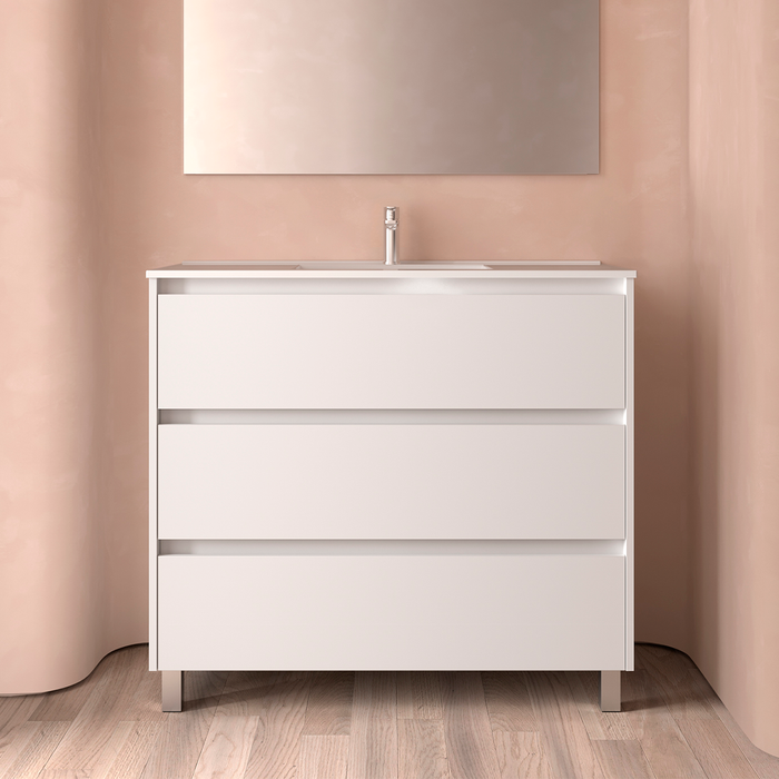 SALGAR NOJA Bathroom Furniture with Sink 3 Drawers Matte White