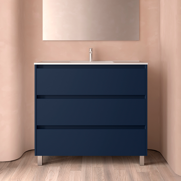 SALGAR NOJA Mueble de Baño con Lavabo 3 Cajones Color Azul Mate