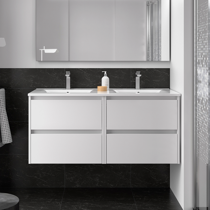 SALGAR 106170 NOJA Bathroom Furniture with Sink 4 Drawers 120 cm Matte White Color