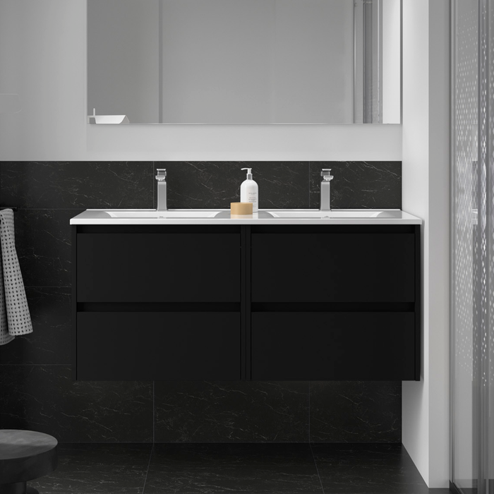 SALGAR 106171 NOJA Bathroom Furniture with Sink 4 Drawers 120 cm Matte Black Color
