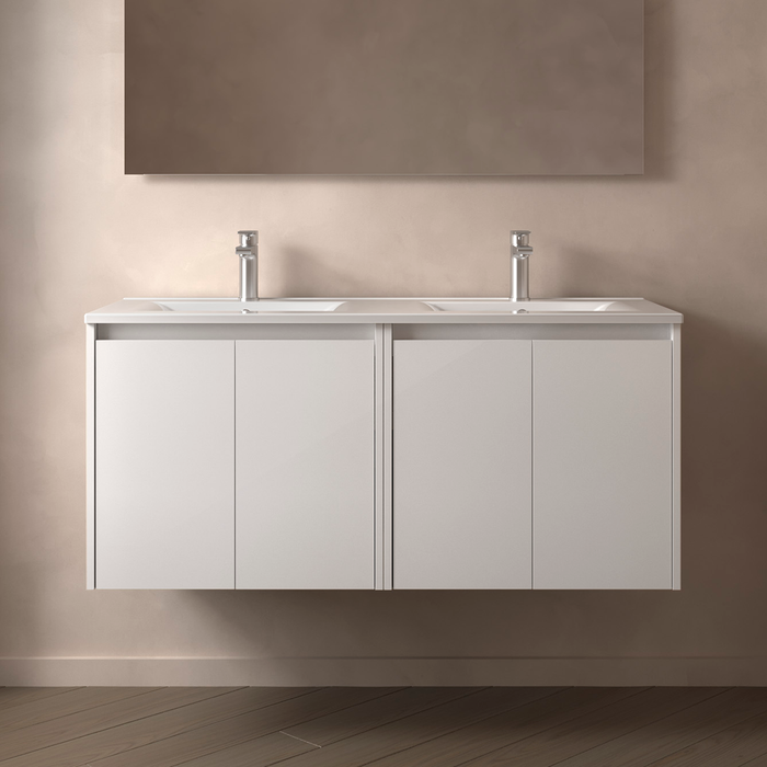 SALGAR 105086 NOJA Bathroom Furniture with Sink 4 Doors 120 cm Glossy White Color